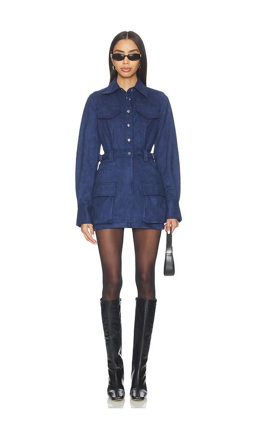 bubish celine faux suede shirt dress in blue. - size 10/m (also in 6/xs, 12/l)