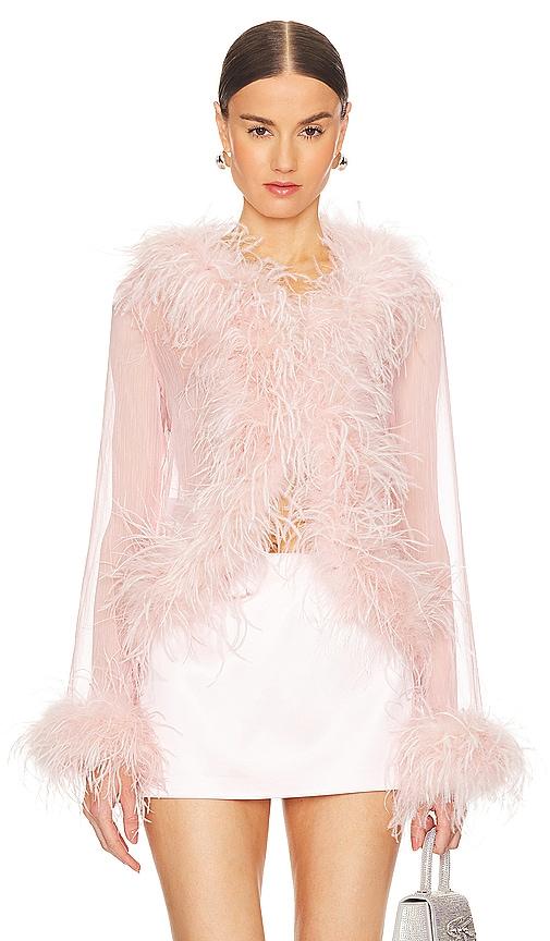 bubish gigi feather blouse in pink. - size 10/m (also in 12/l)