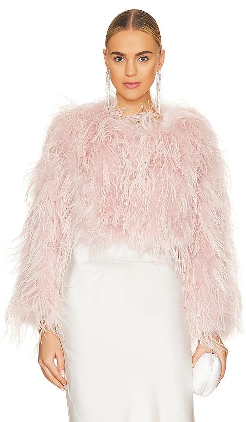 bubish lara feather jacket in pink. - size l (also in m, s)