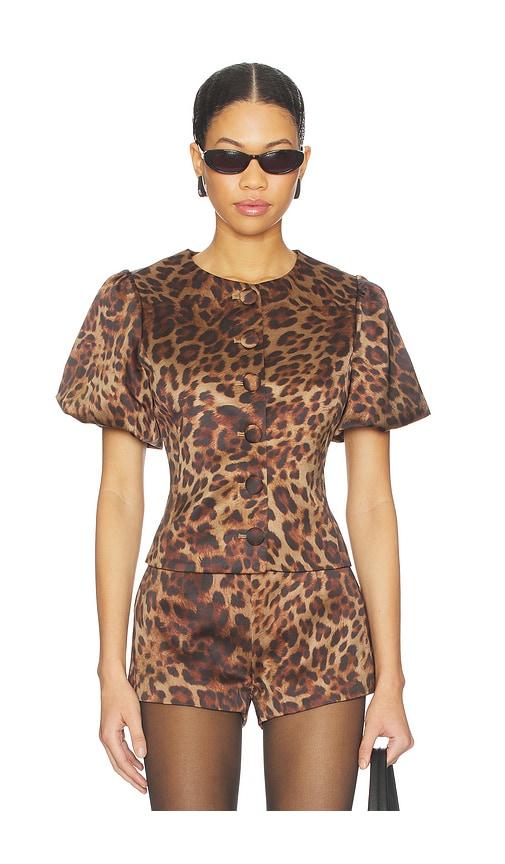 bubish poppy bubble sleeve blouse top in brown. - size s (also in xs)