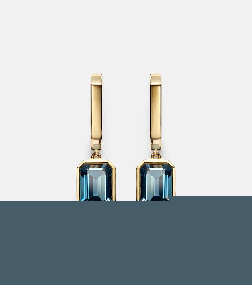 bucherer fine jewellery 18kt gold drop earrings with topaz
