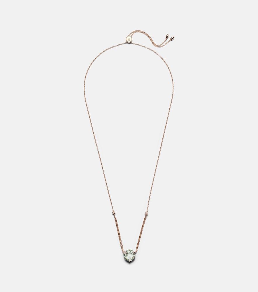 bucherer fine jewellery 18kt rose gold necklace with prasiolite and diamonds