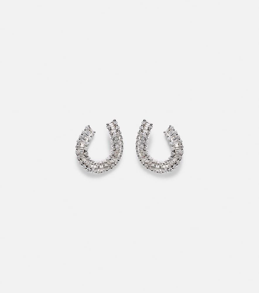 bucherer fine jewellery baguette love 18kt white gold earrings with diamonds