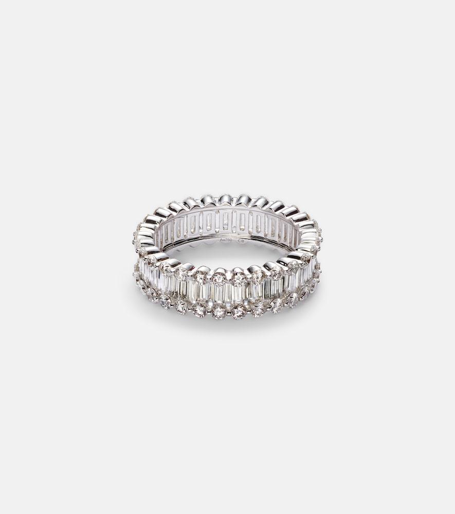 bucherer fine jewellery baguette love 18kt white gold ring with diamonds