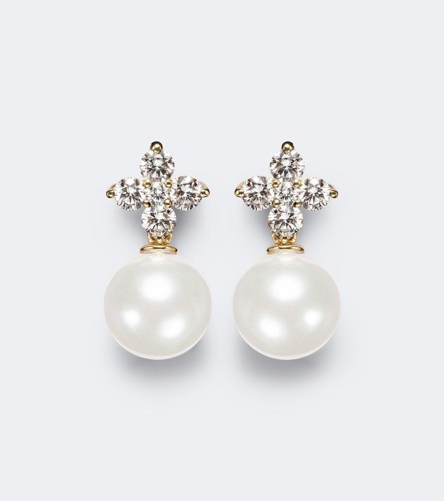 bucherer fine jewellery bloom 18kt gold earrings with pearls and diamonds