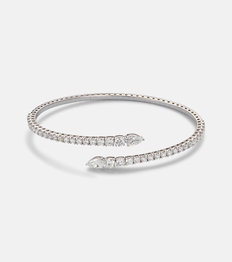bucherer fine jewellery classics twist 18kt white gold bangle with diamonds