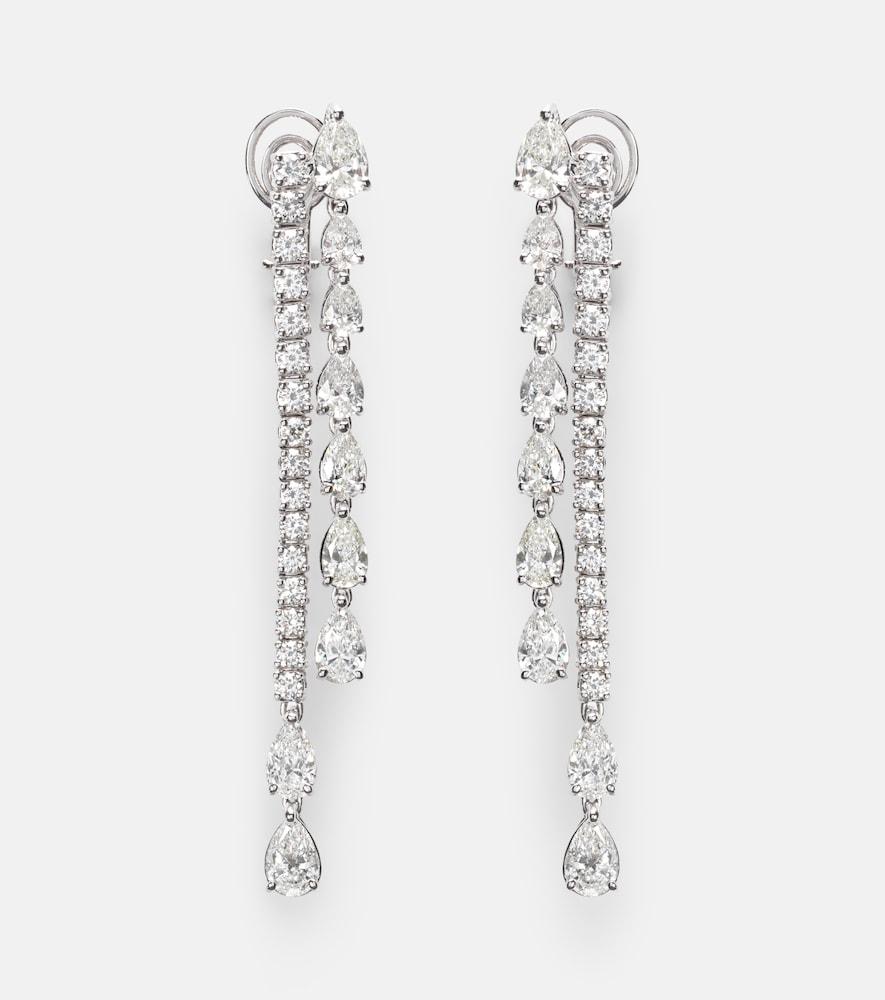 bucherer fine jewellery diamond twist 18kt white gold drop earrings with diamonds