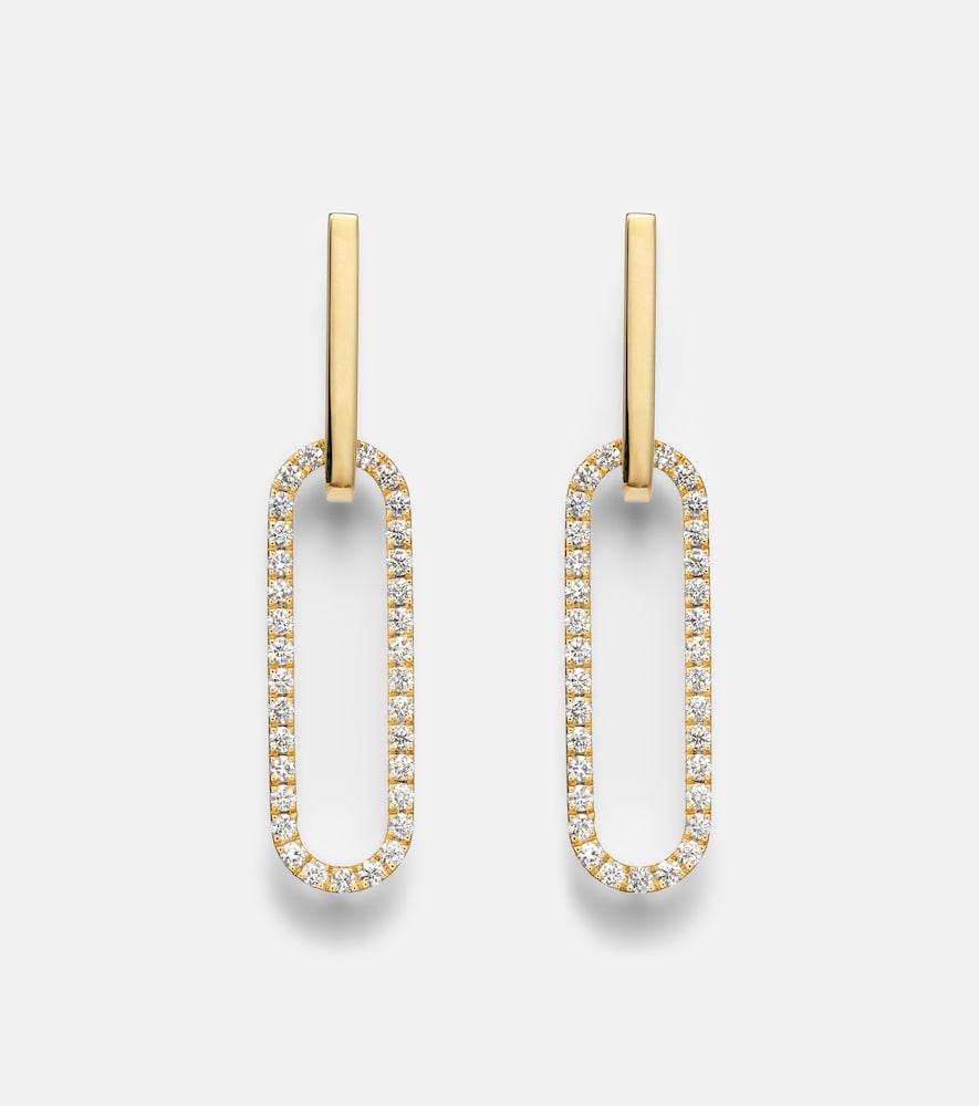 bucherer fine jewellery link 18kt gold hoop earrings with diamonds