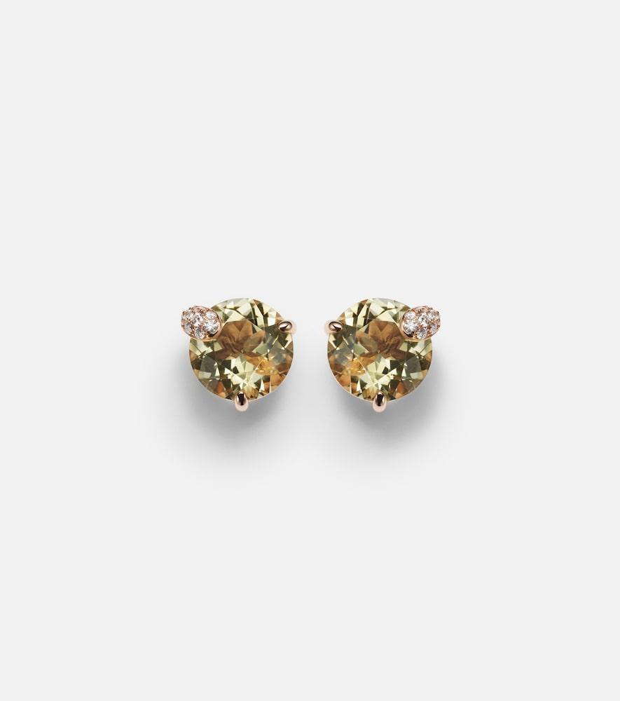 bucherer fine jewellery peekaboo 18kt rose gold earrings with beryls and diamonds