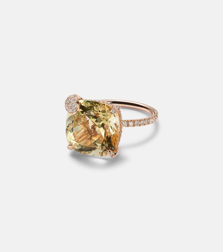 bucherer fine jewellery peekaboo 18kt rose gold ring with beryl and diamonds