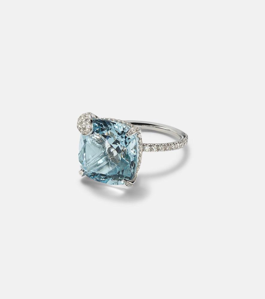 bucherer fine jewellery peekaboo 18kt white gold ring with aquamarine and diamonds