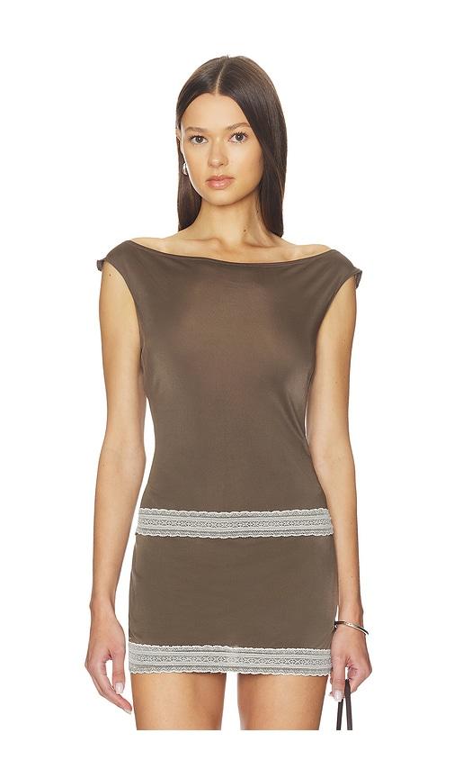 buci reese lace top in brown. - size l (also in xs, s, m, xl)