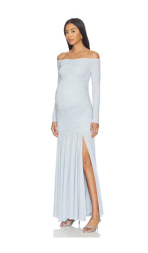 bumpsuit airbrush off the shoulder dress in baby blue. - size s (also in xs)