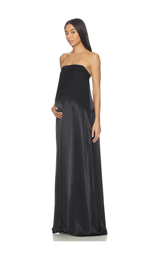 bumpsuit brushed satin gown in black. - size l (also in s)