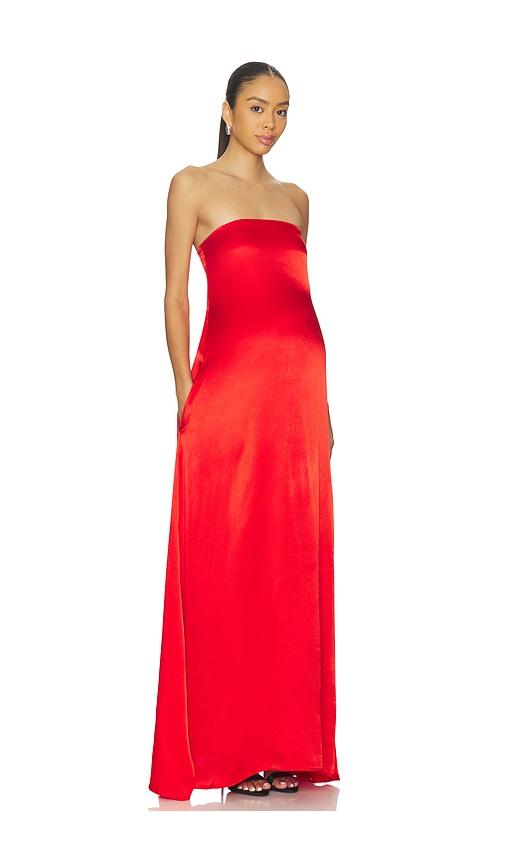 bumpsuit brushed satin gown in red. - size s (also in xs)