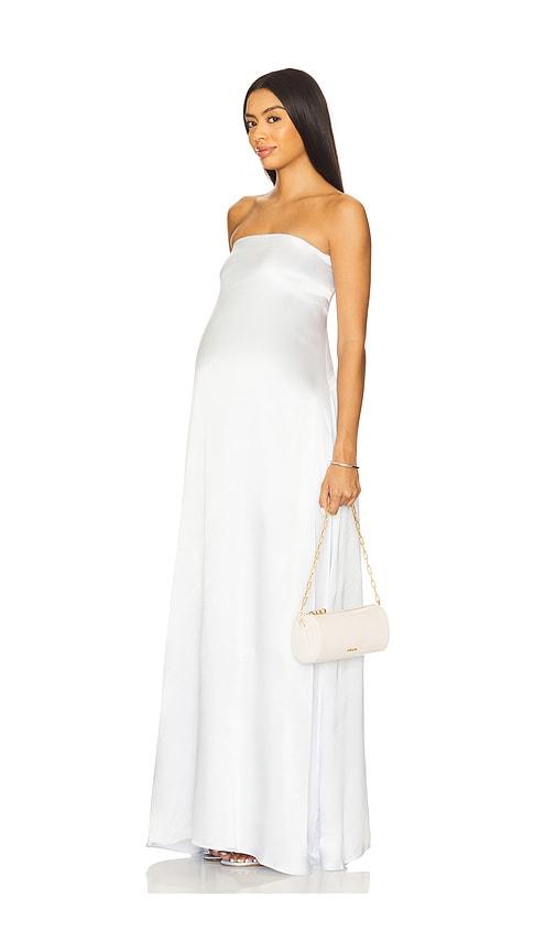 bumpsuit brushed satin gown in white. - size m (also in s)