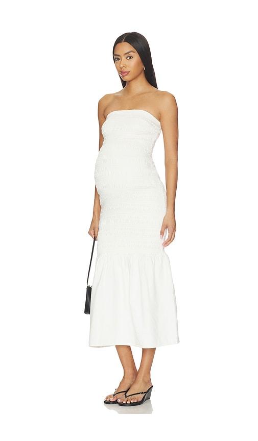 bumpsuit denim smocked dress in white. - size l (also in m, s, xs)