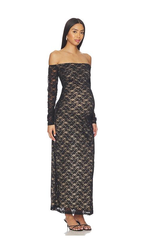 bumpsuit off the shoulder lace dress in black. - size l (also in m, xs)