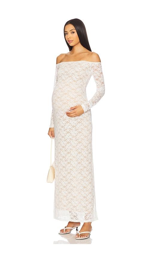 bumpsuit off the shoulder lace dress in ivory. - size l (also in m, s, xs)