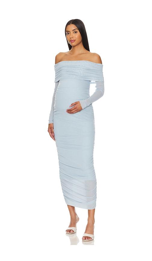 bumpsuit off the shoulder mesh dress in baby blue. - size m (also in s)