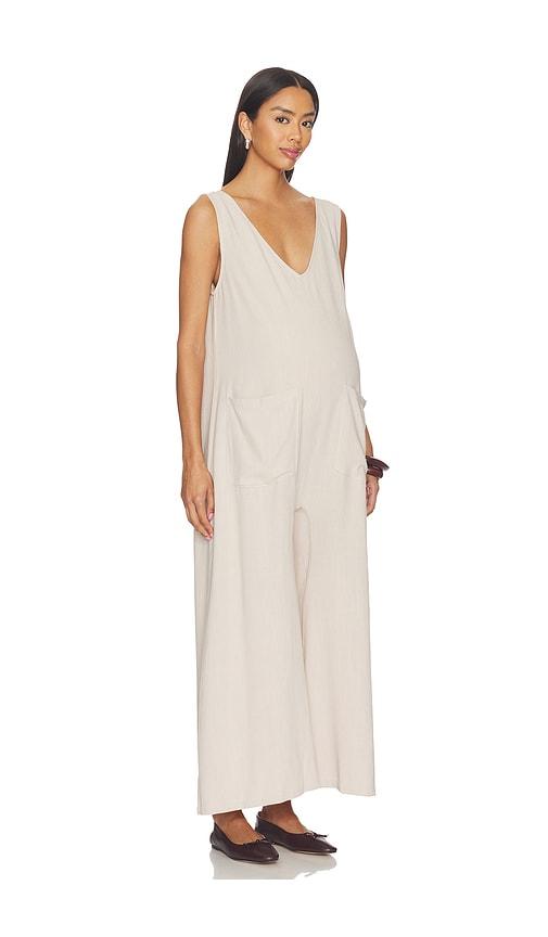bumpsuit oversized linen jumpsuit in taupe. - size m (also in xl)