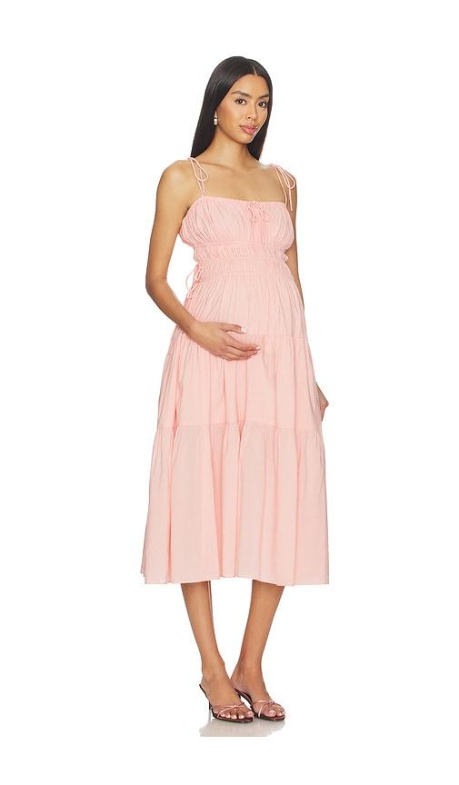 bumpsuit shirred midi poplin dress in pink. - size l (also in m, xl)