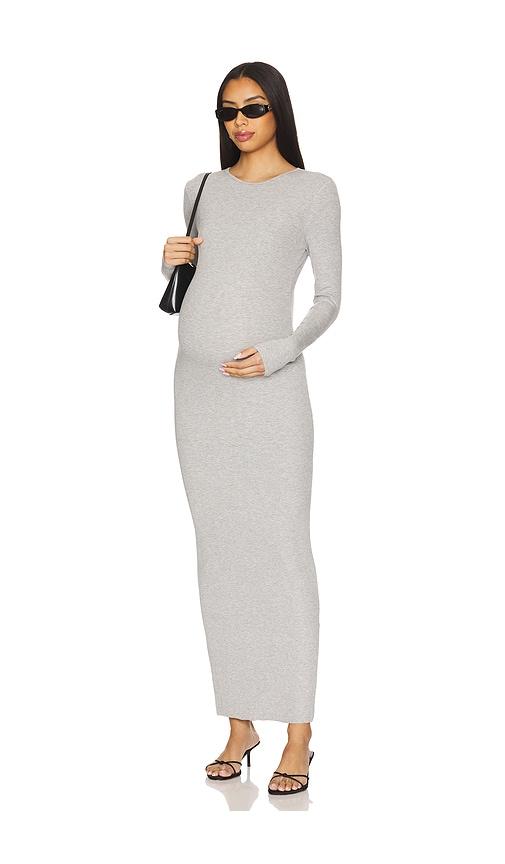 bumpsuit soft rib maxi dress in light grey. - size l (also in xs, s, m, xl)