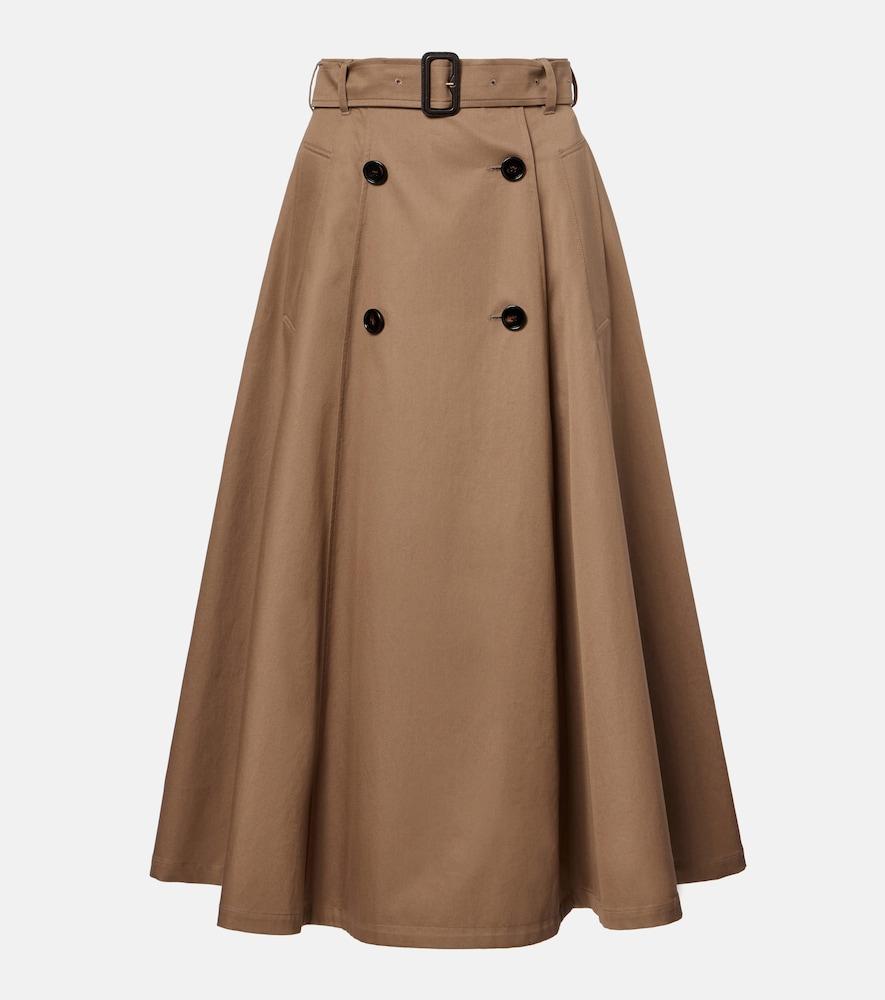 burberry belted cotton midi skirt
