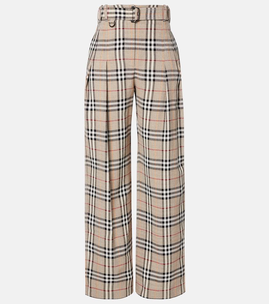 burberry burberry check belted wide-leg pants