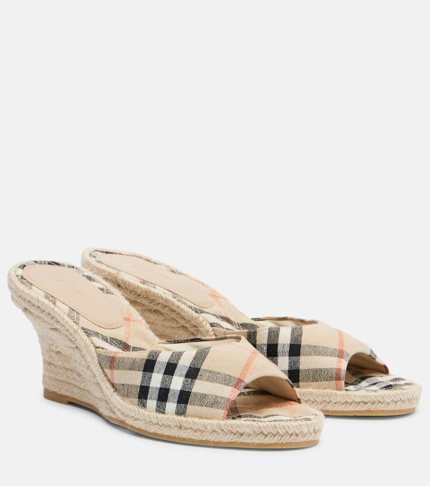 burberry burberry check espadrille wedges