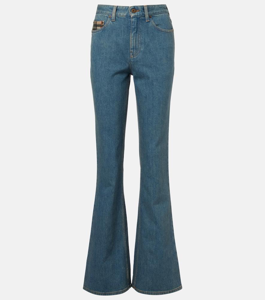 burberry burberry check flared jeans