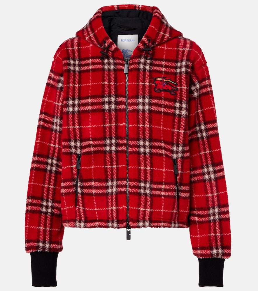 burberry burberry check hooded wool-blend jacket