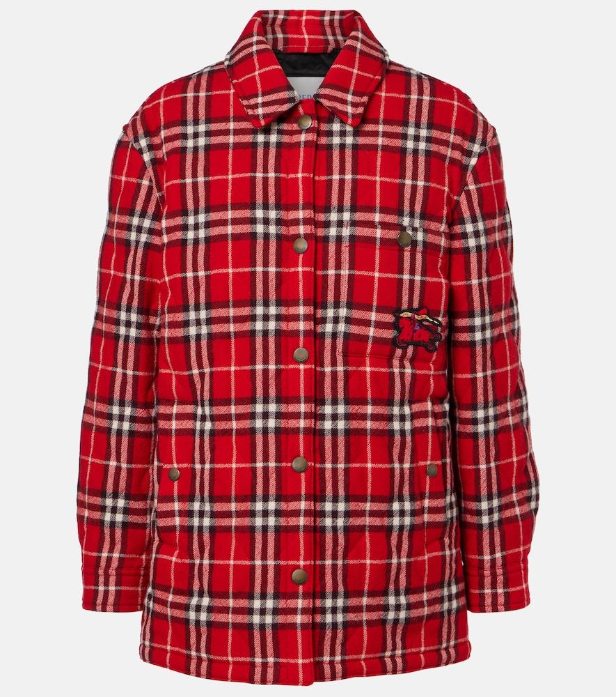 burberry burberry check padded wool jacket
