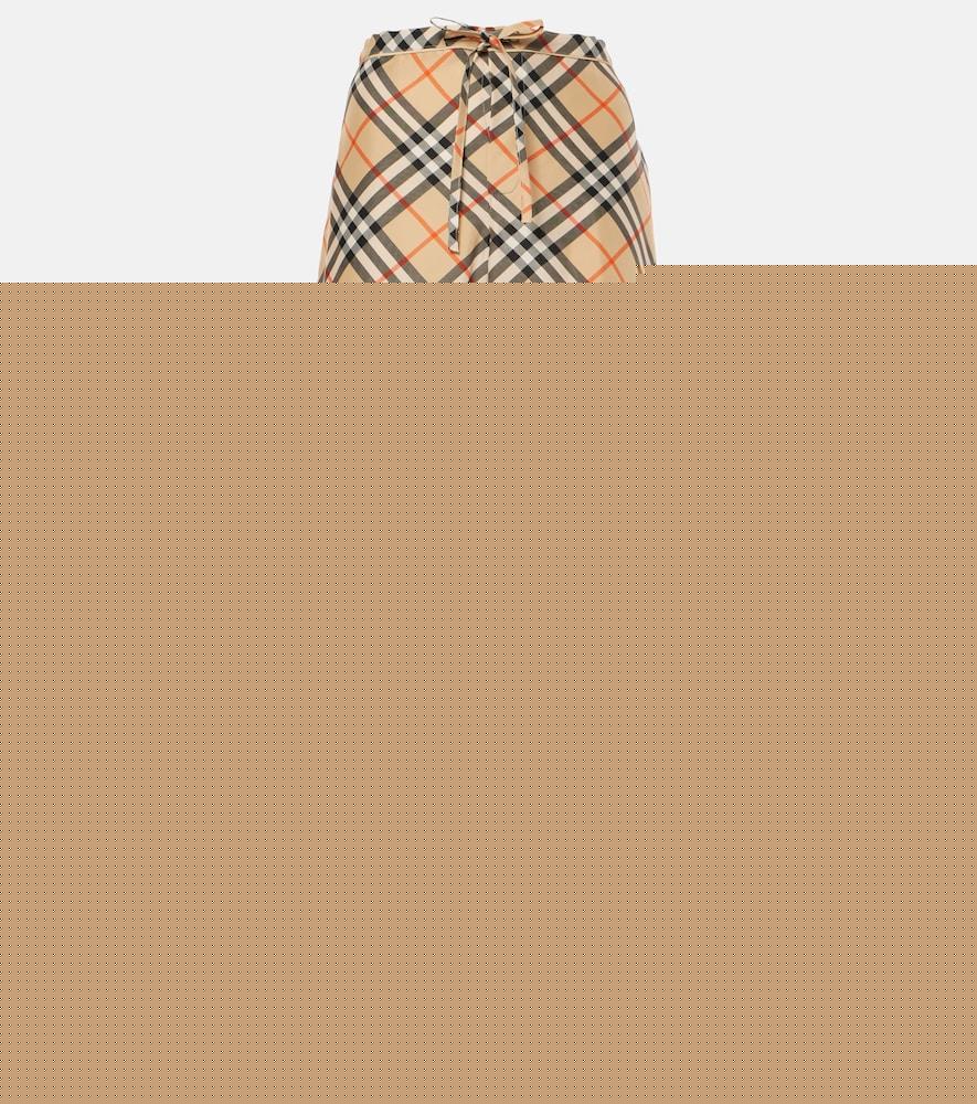 burberry burberry check silk wide-leg pants
