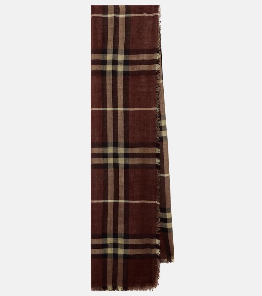 burberry burberry check wool and silk scarf