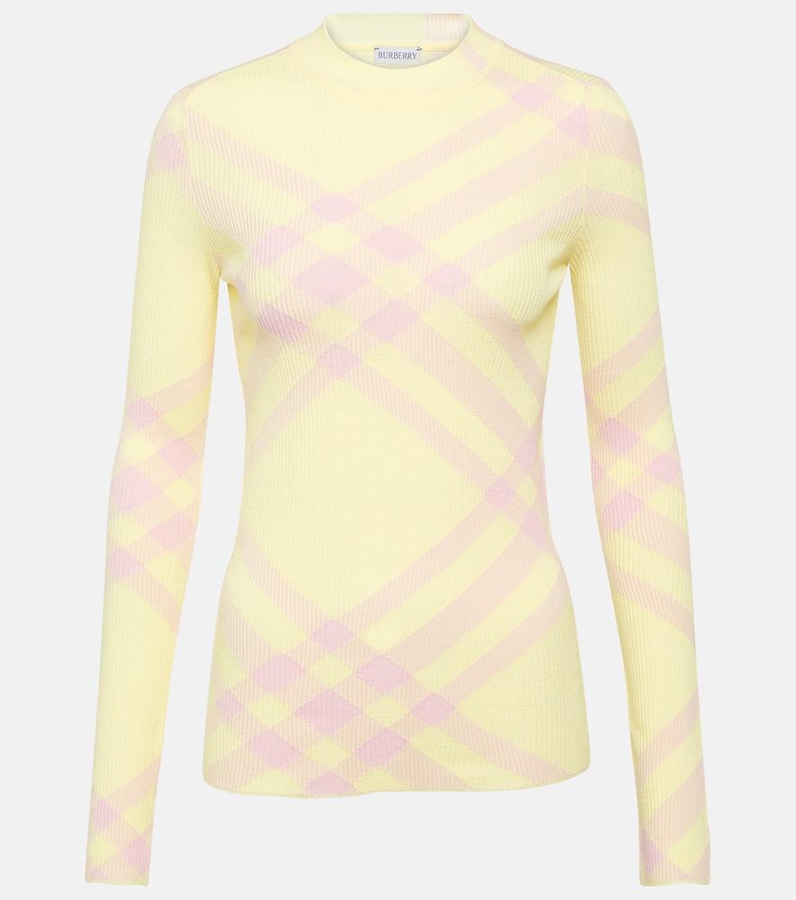burberry burberry check wool-blend top