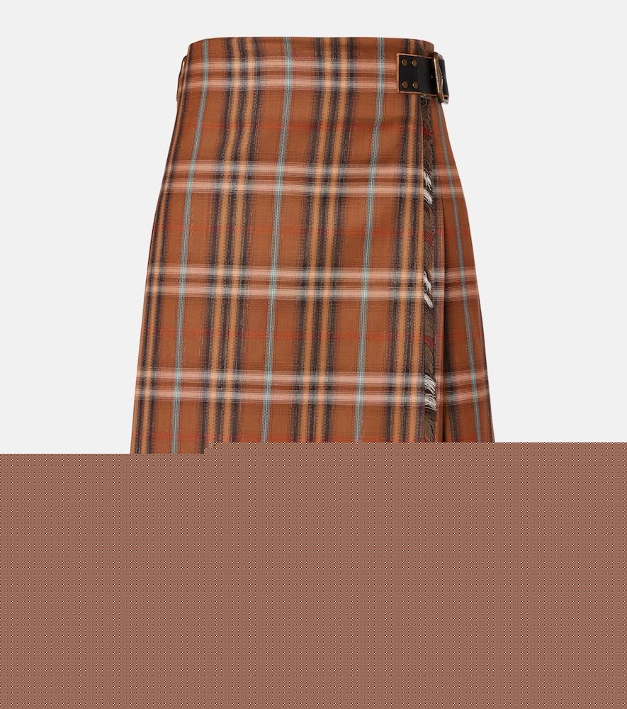 burberry burberry check wool midi skirt