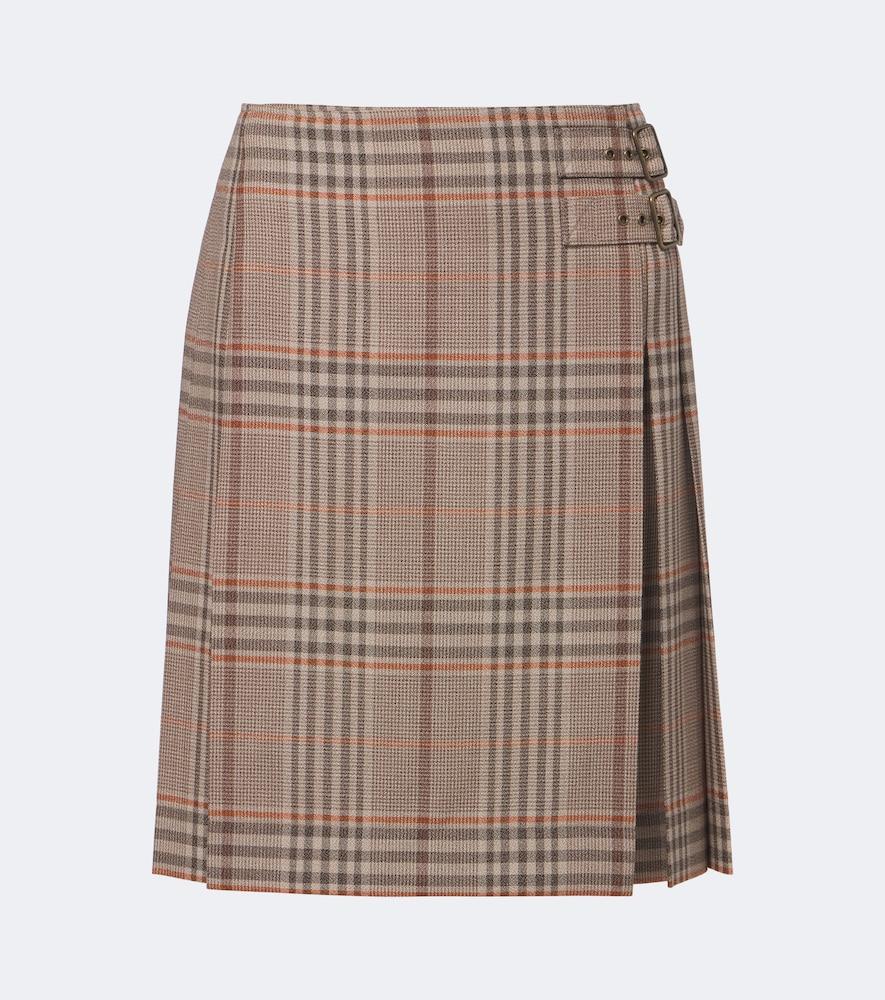 burberry burberry check wool miniskirt