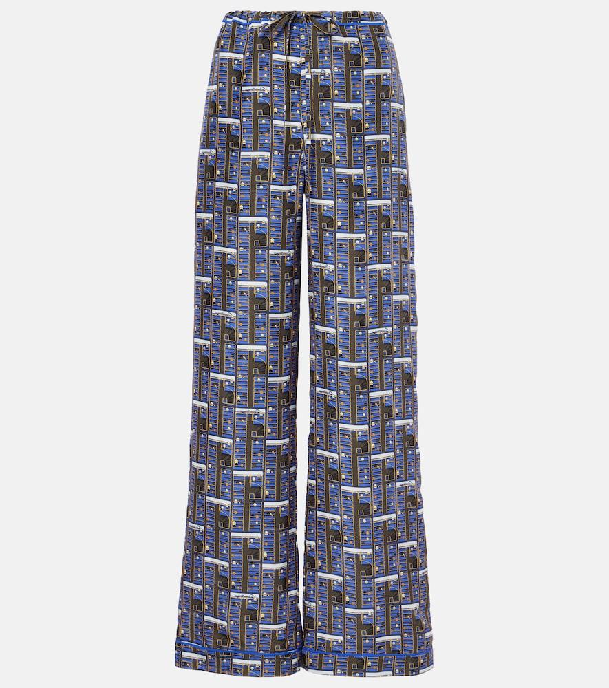 burberry checked silk straight pants