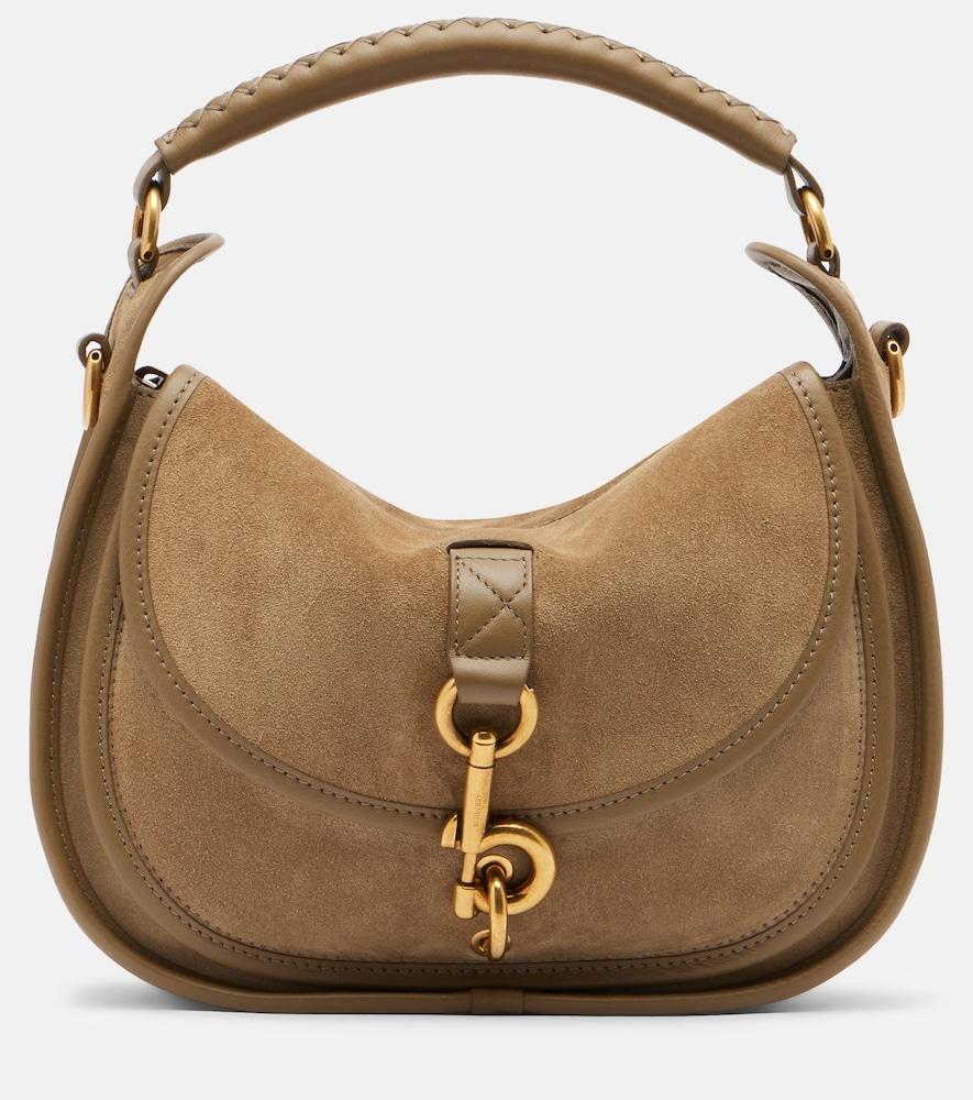 burberry clip messenger suede top-handle bag