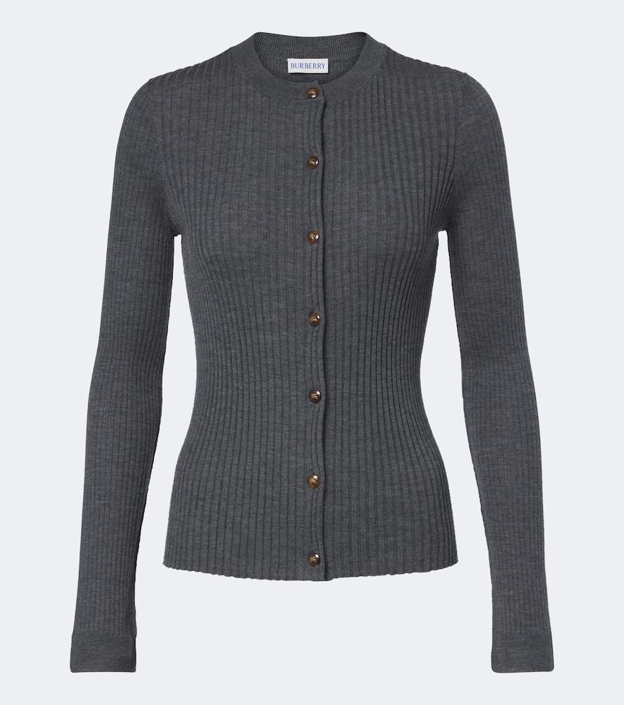 burberry ekd ribbed-knit cashmere cardigan