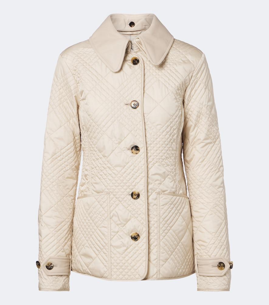 burberry fernleigh leather-trimmed quilted jacket