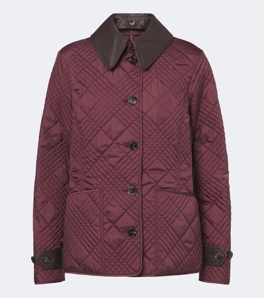 burberry fernleigh leather-trimmed quilted jacket