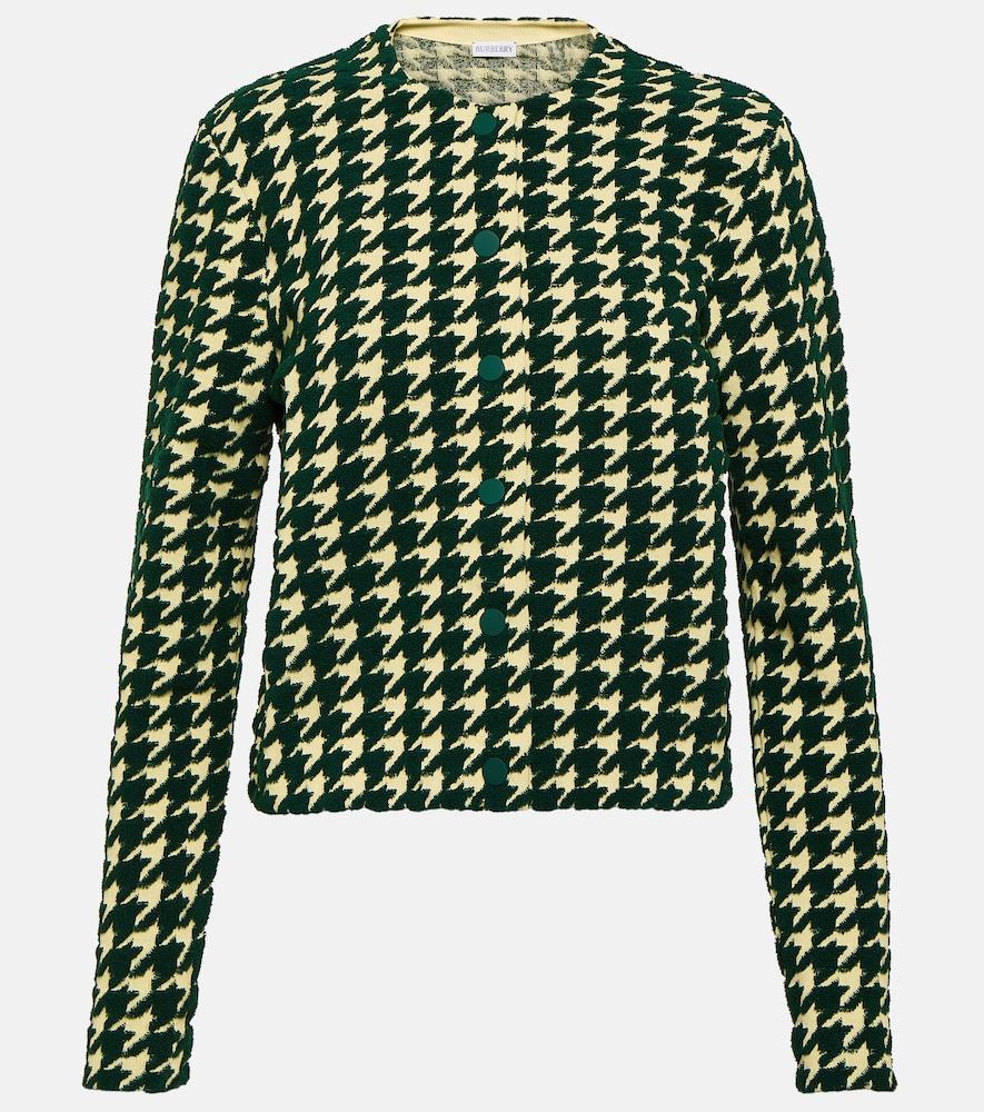 burberry houndstooth cotton-blend cardigan