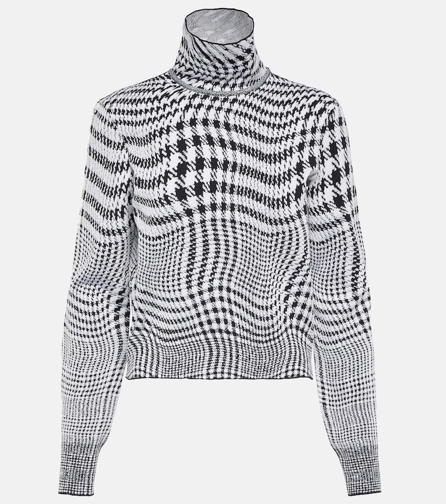 burberry houndstooth wool-blend turtleneck sweater