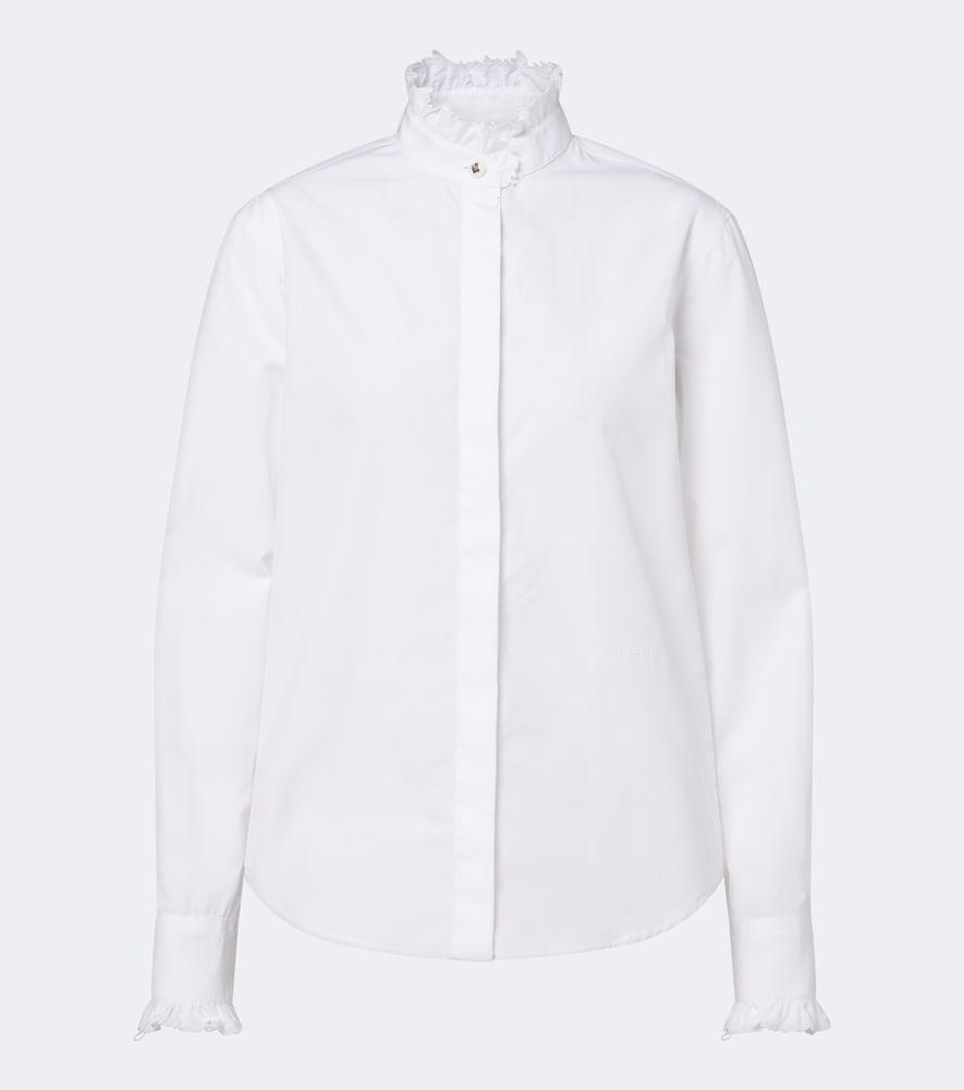 burberry logo ruffled cotton poplin shirt