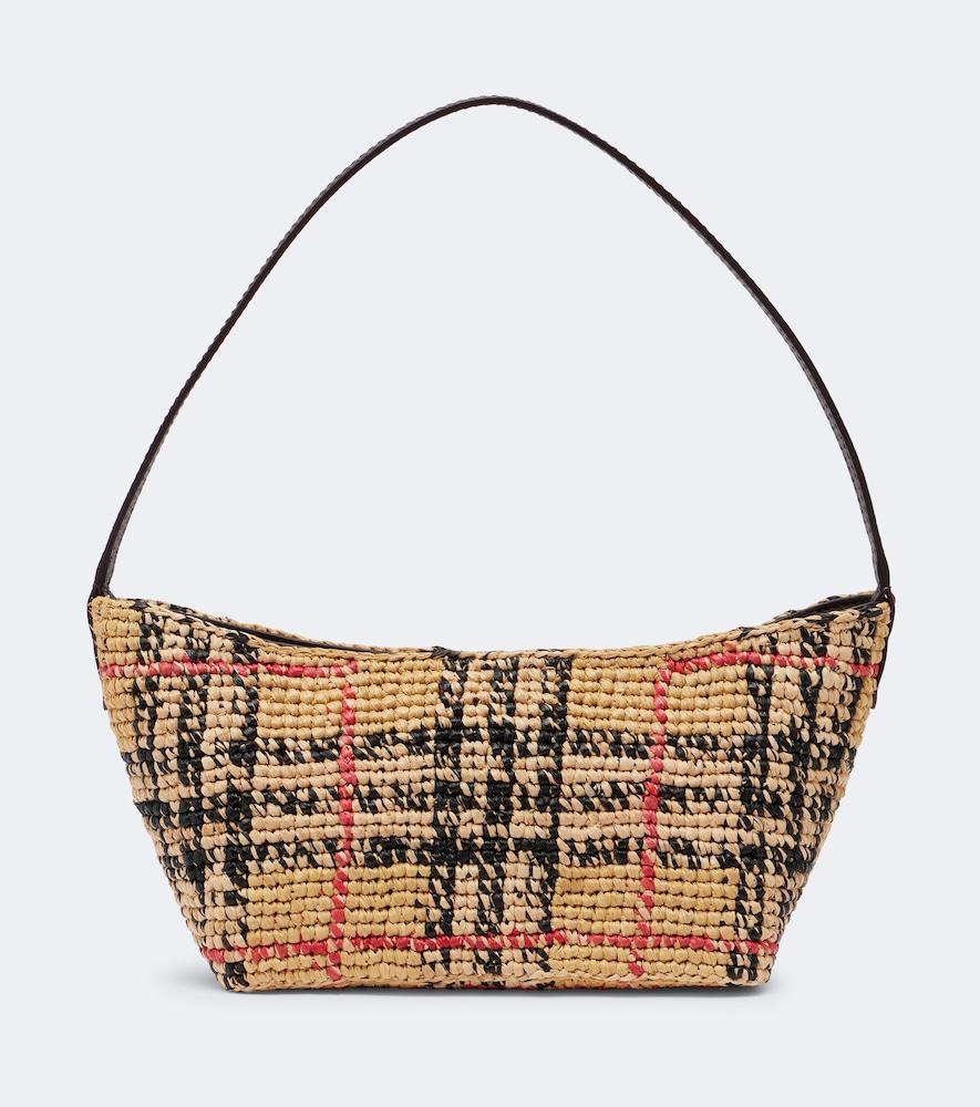 burberry margate mini raffia shoulder bag