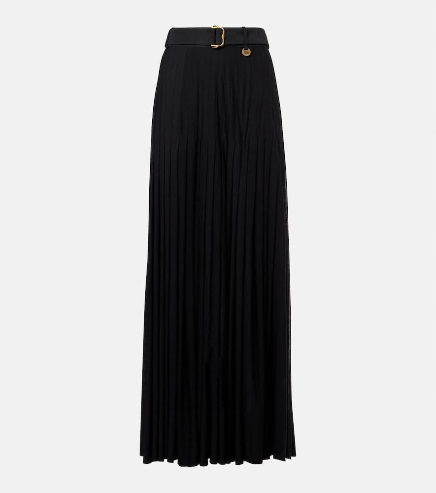 burberry pleated cotton-blend maxi skirt