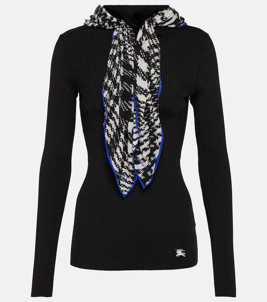 burberry scarf-detail ribbed-knit sweater