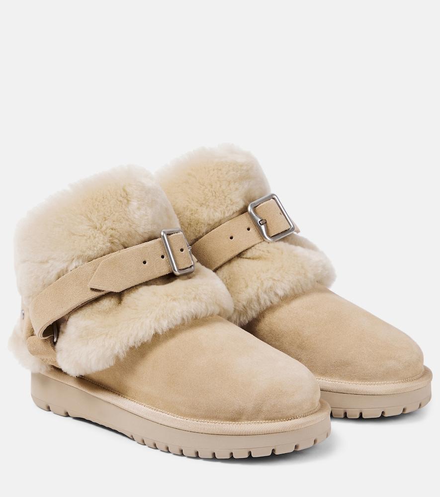 burberry shearling-trimmed suede ankle boots
